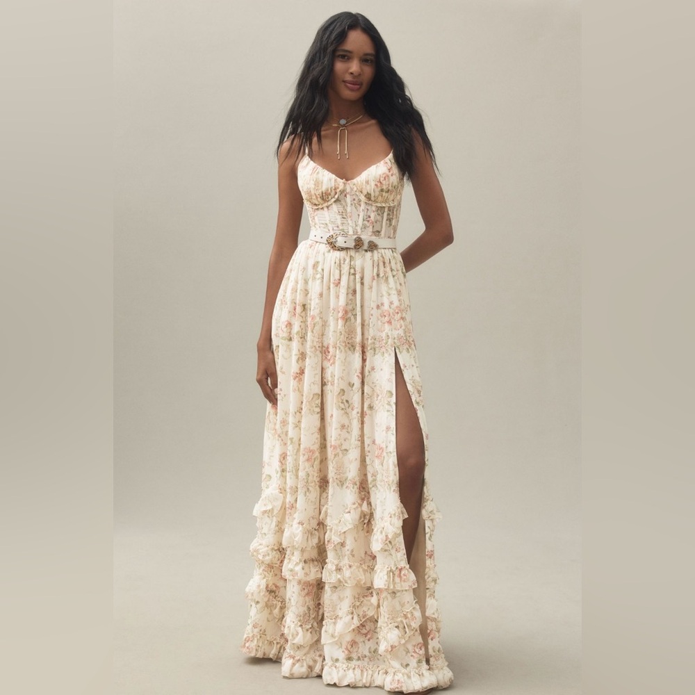 V. Chapman Carmen Corset Front Slit Gown
